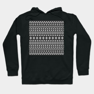 Aztec Essence Pattern II White on Black Hoodie